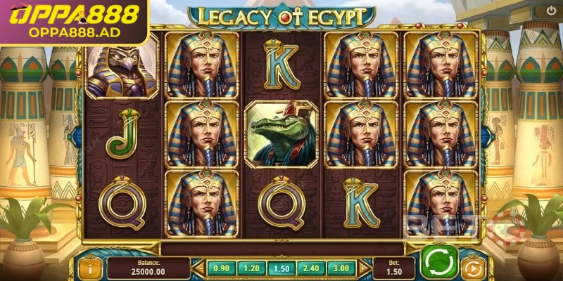 Legacy of Egypt Oppa888 – Trải nghiệm slot Ai Cập hấp dẫn 2 Biểu tượng Scatter huyền thoại mới lạ