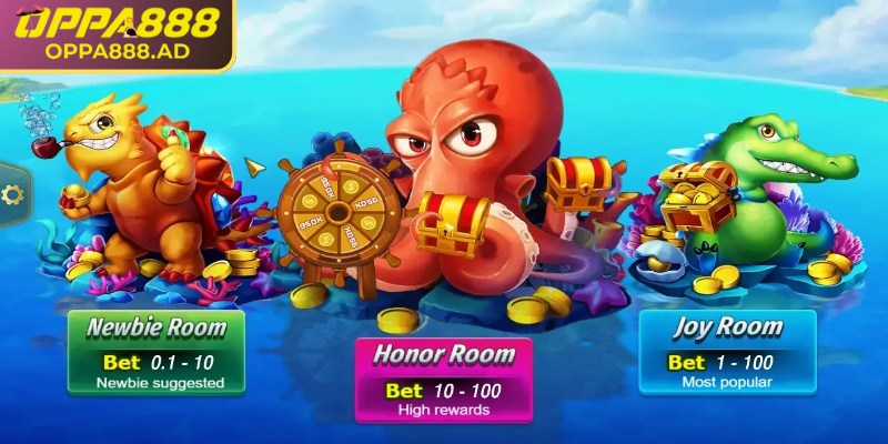 Mega Fishing Oppa888 – Khám phá đại dương boss và kho báu 3 Phòng chơi Joyroom đơn giản mà thách thức